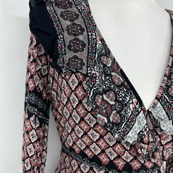 Wild Blue floral boho long sleeve ruffle romper - Picture 4 of 10